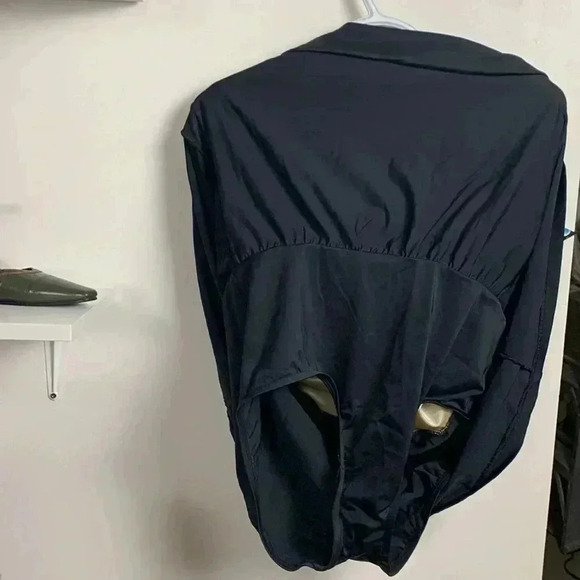 Le Cove One Piece swim suit w Attached Skirt,  blue/black/silver Size 20W - Picture 6 of 12